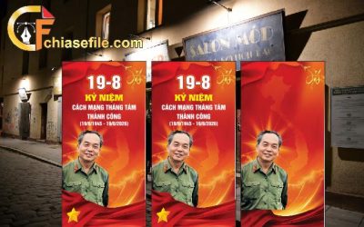 Tải miễn phí mẫu banner kỷ niệm cách mạng tháng tám 19/8 định dạng PSD chất lượng cao cực sắc nét. Phôi trắng có sẵn, dễ dàng ghép chữ, in ấn trang trọng.