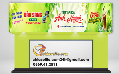 Tải ngay file thiết kế mẫu biển quảng cáo tiệm tạp hóa kết hợp quán cafe giải khát và dịch vụ du lịch. Bản vẽ đồ họa vector siêu nét phục vụ in ấn thi công mặt tiền chuyên nghiệp.