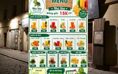 Download miễn phí mẫu menu nước ép trái cây vector siêu đẹp, tươi mát. Thiết kế bảng giá sinh tố, nước ép mix đồng giá 15k. Tải ngay file gốc AI/Corel!
