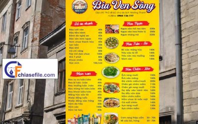 Download miễn phí mẫu menu quán bia vector màu vàng nổi bật. Thiết kế thực đơn quán nhậu bình dân, bia hơi ven sông cực đẹp. Tải ngay file gốc AI/Corel!