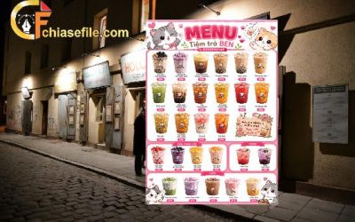 Download miễn phí mẫu menu tiệm trà sữa vector siêu dễ thương. Thiết kế thực đơn tone màu hồng, họa tiết chú mèo cute. Tải ngay file gốc AI/Corel!